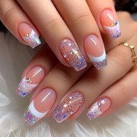 NA091 - Sparkling Diamond Silver Nails